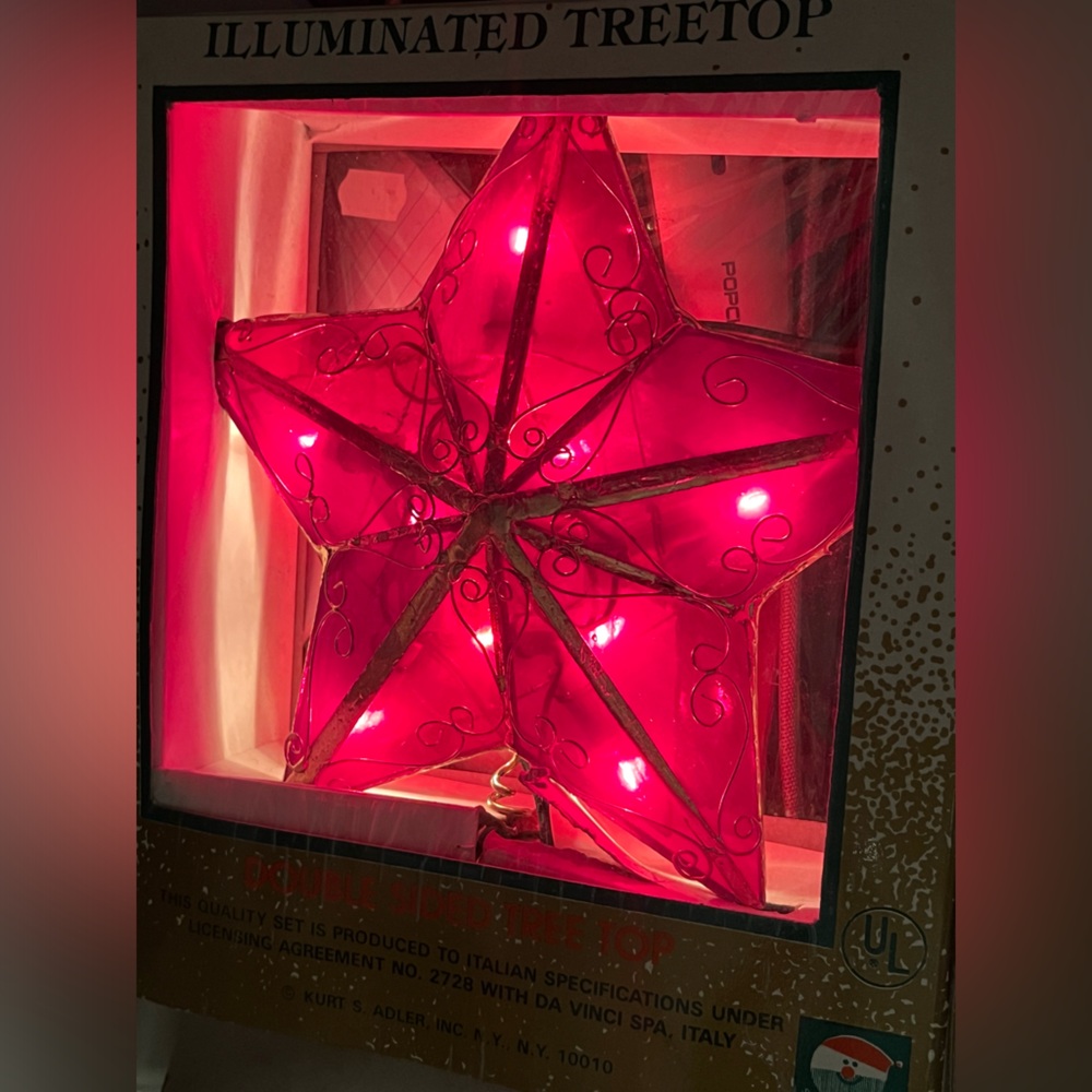 Kurt Adler 9" Illuminated TreeTop 10 Light 8 Point Capiz Clear Sheer
